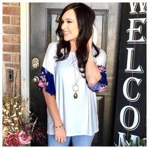 Promesa white floral flutter sleeve relaxed top S